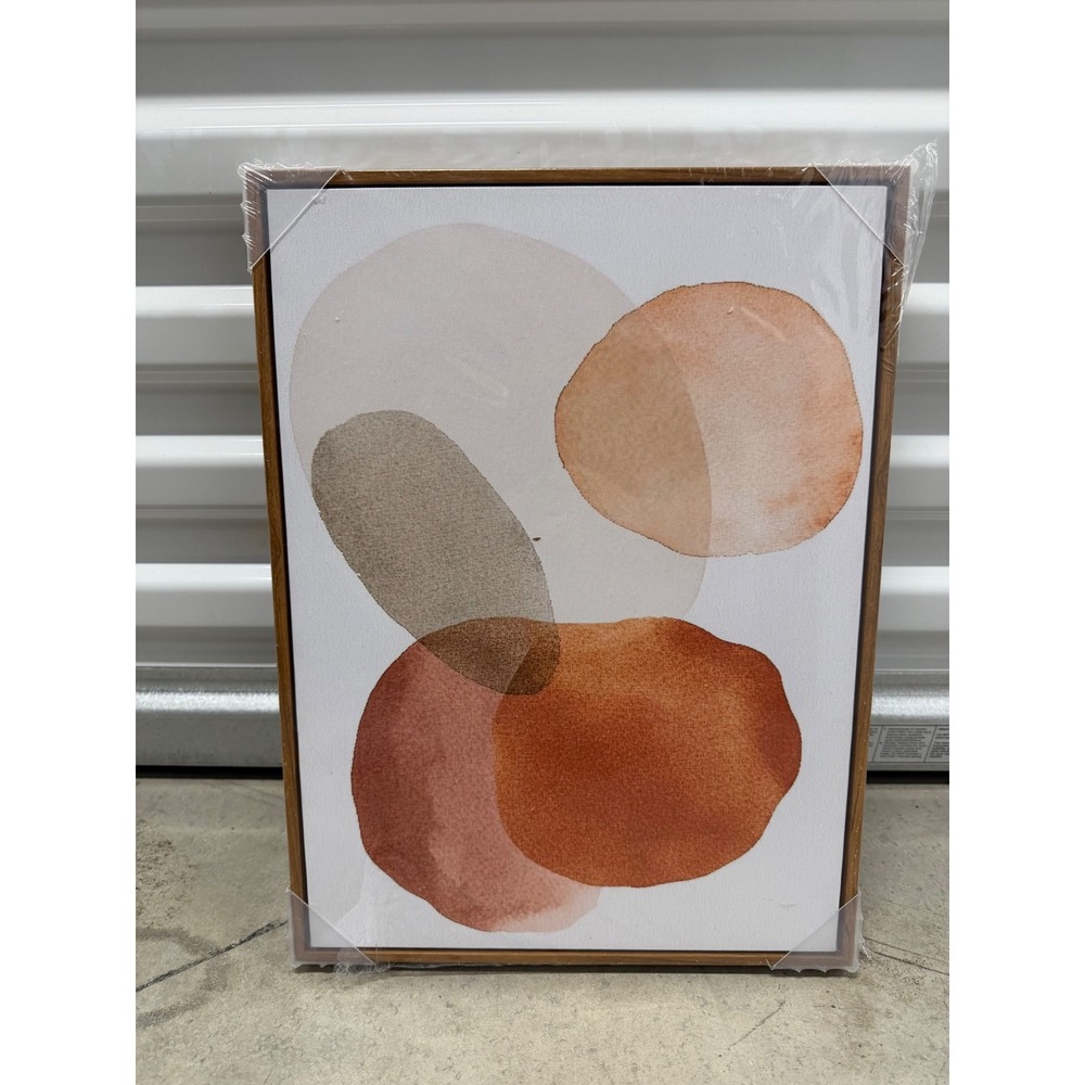 Modern Abstract Watercolor Framed Canvas Wall Art Terracotta Boho 12x16